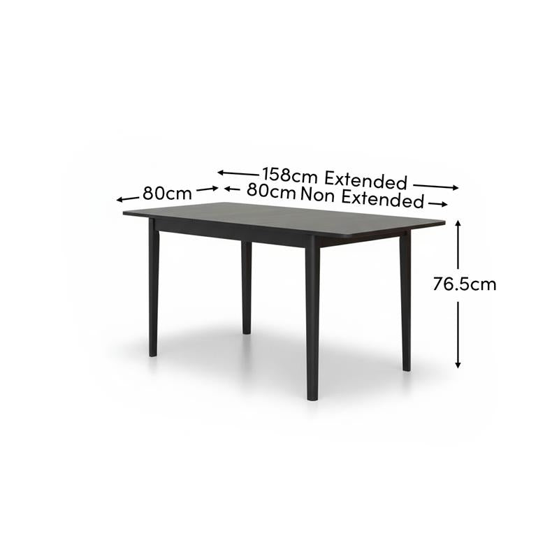 Paul Large Black Oak Extending Dining Table Set - 4 Seater - Agatha Black Dining Chairs - Laura James