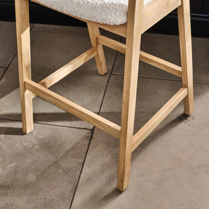 Ella Off White Boucle Bar Stool - Whitewashed Oak Legs - Laura James 