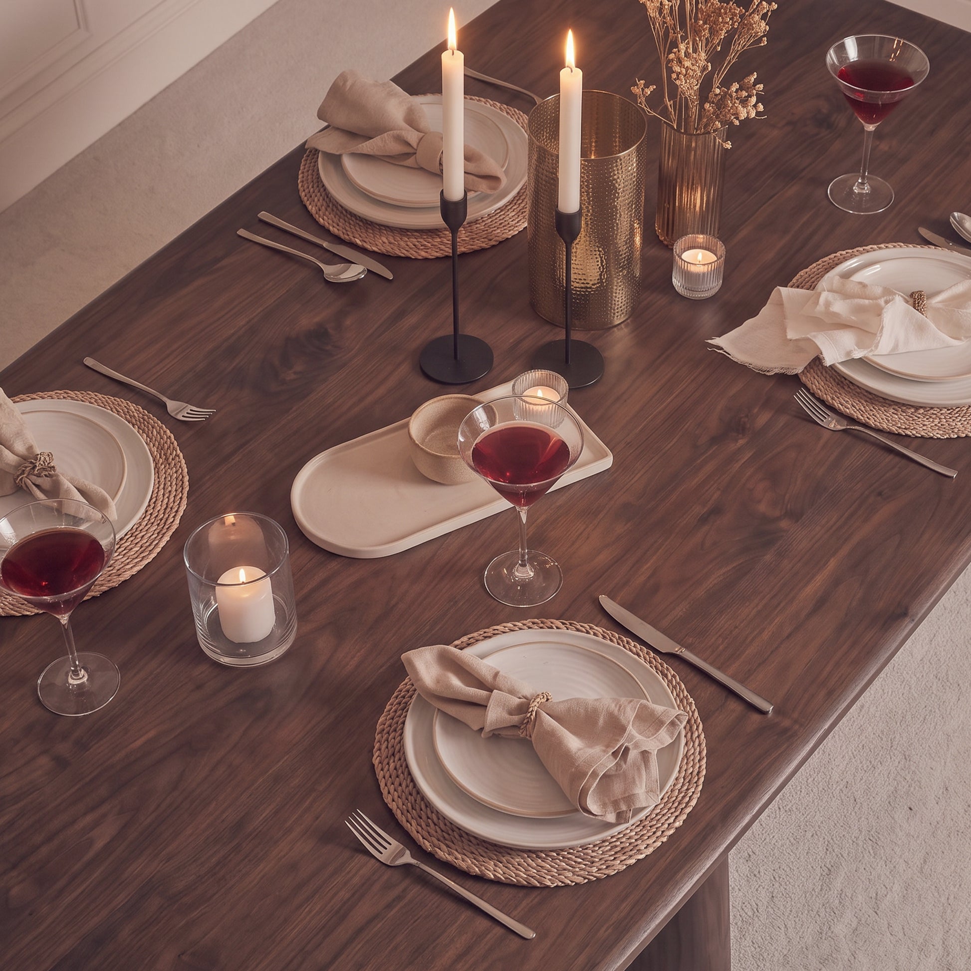 Bastian 220cm Coffee Brown Mango Wood Dining Table - Laura James 