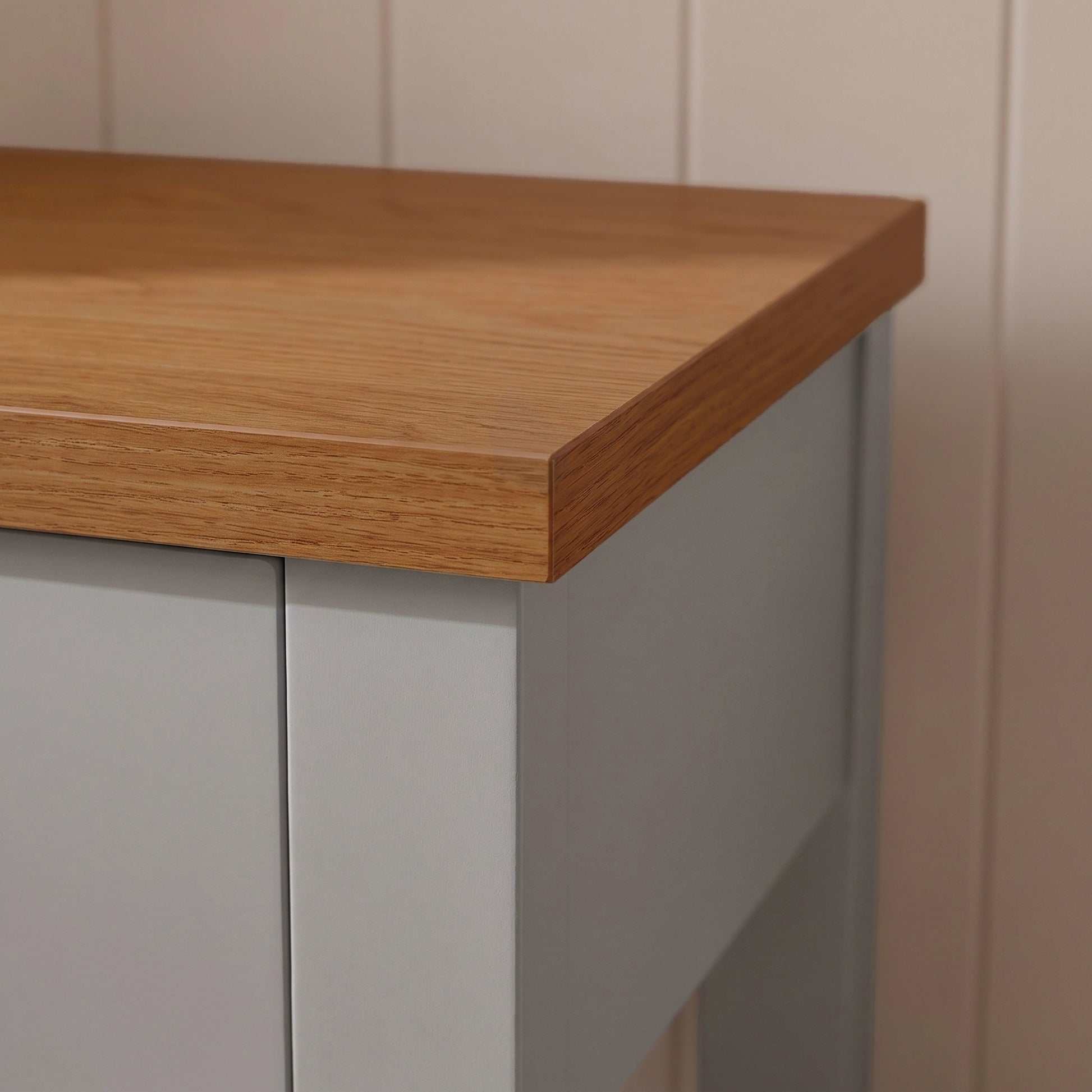 Bampton 1 Drawer Bedside Table - Stone Grey - Laura James 