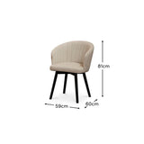 Arabella Natural Beige Dining Chair - Set of 2 - Black Oak Legs - Laura James 
