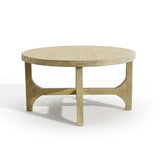 Jade Chalked Mango Wood Round Coffee Table - Laura James