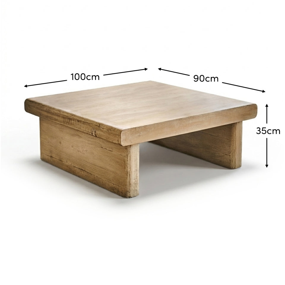 Nevaeh Rectangular Coffee Table - Chalked Mango Wood - Laura James