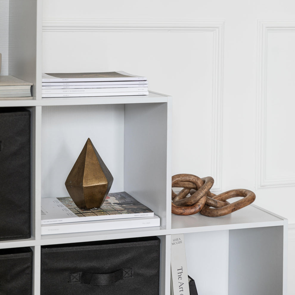 Cara 6 Cube Bookcase Ladder Storage Unit - Chalk White with Black Boxe ...