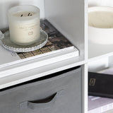 6 Cube bookcase ladder storage unit - white with grey boxes - Laura James