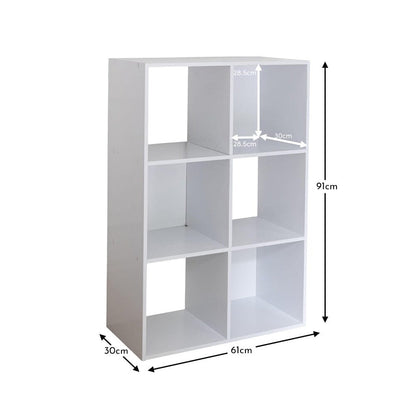 Cara  6 Cube Chalk White Bookcase Wooden Display Unit Shelving Storage Bookshelf Shelves - no Basket - Laura James