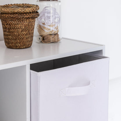 6 Cube White Bookcase Wooden Display Unit Shelving Storage Bookshelf Shelves (White Basket) - Laura James