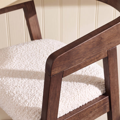 Ella Off White Boucle Bar Stool - Coffee Brown Legs - Laura James 