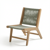 Seren White Acacia Occasional Garden Chair - Mottled Green Rope - Laura James