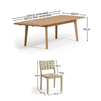 Saffron 6 Seater Extending Wooden Garden Dining Set with Saffron Natural/Beige Chairs - Laura James