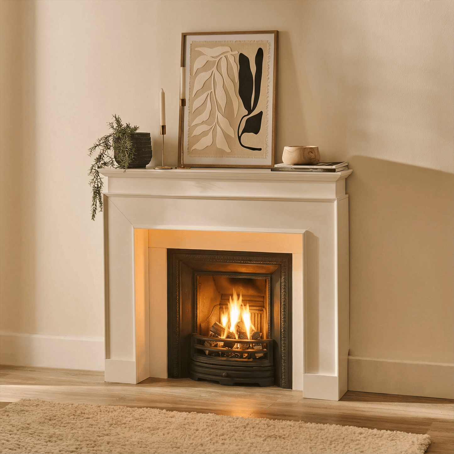 Ember 110cm Fireplace Surround - Snow White - Laura James 