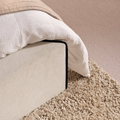 Torin Double Ottoman Bed - Ivory with Jet Black Piping - Laura James 