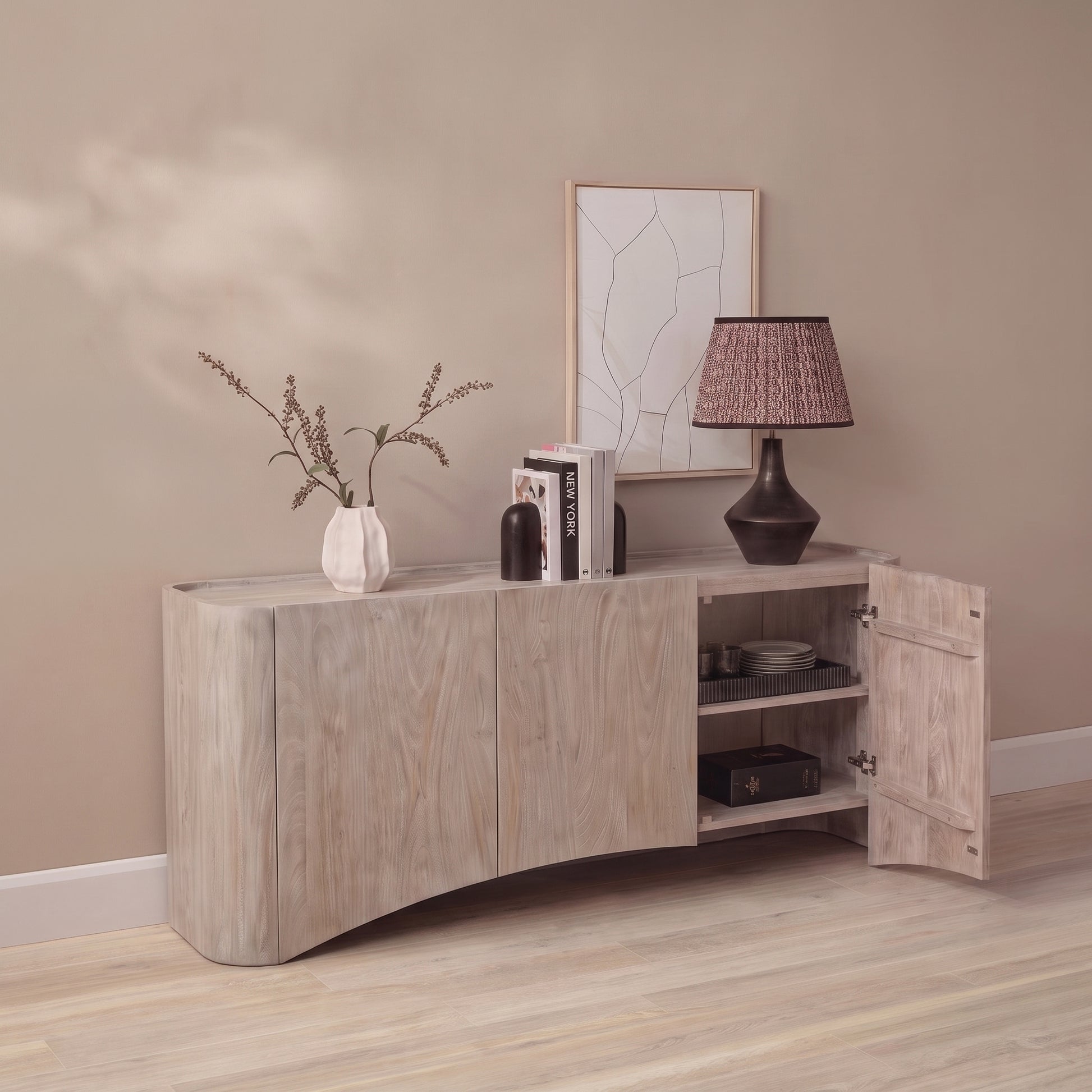 Octavia 3 Door Tall Sideboard - Limewash - Laura James 