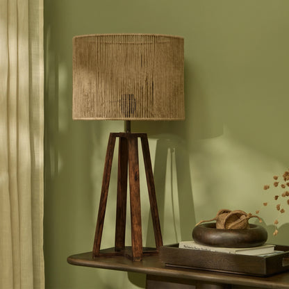 Konduru 70cm Darkened Mango Wood Table Lamp with Taupe Jute Shade