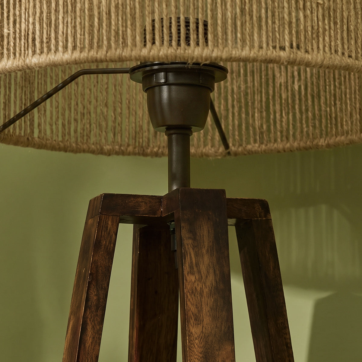 Konduru 70cm Darkened Mango Wood Table Lamp with Taupe Jute Shade