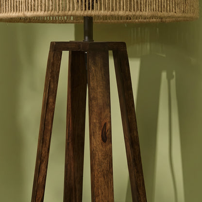 Konduru 70cm Darkened Mango Wood Table Lamp with Taupe Jute Shade