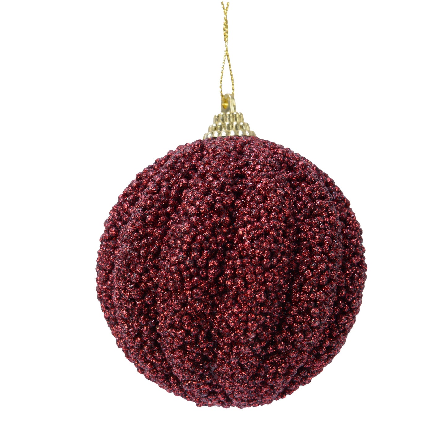 Valen Shatterproof 8cm Bauble - Burgundy Red Flocked - Laura James 