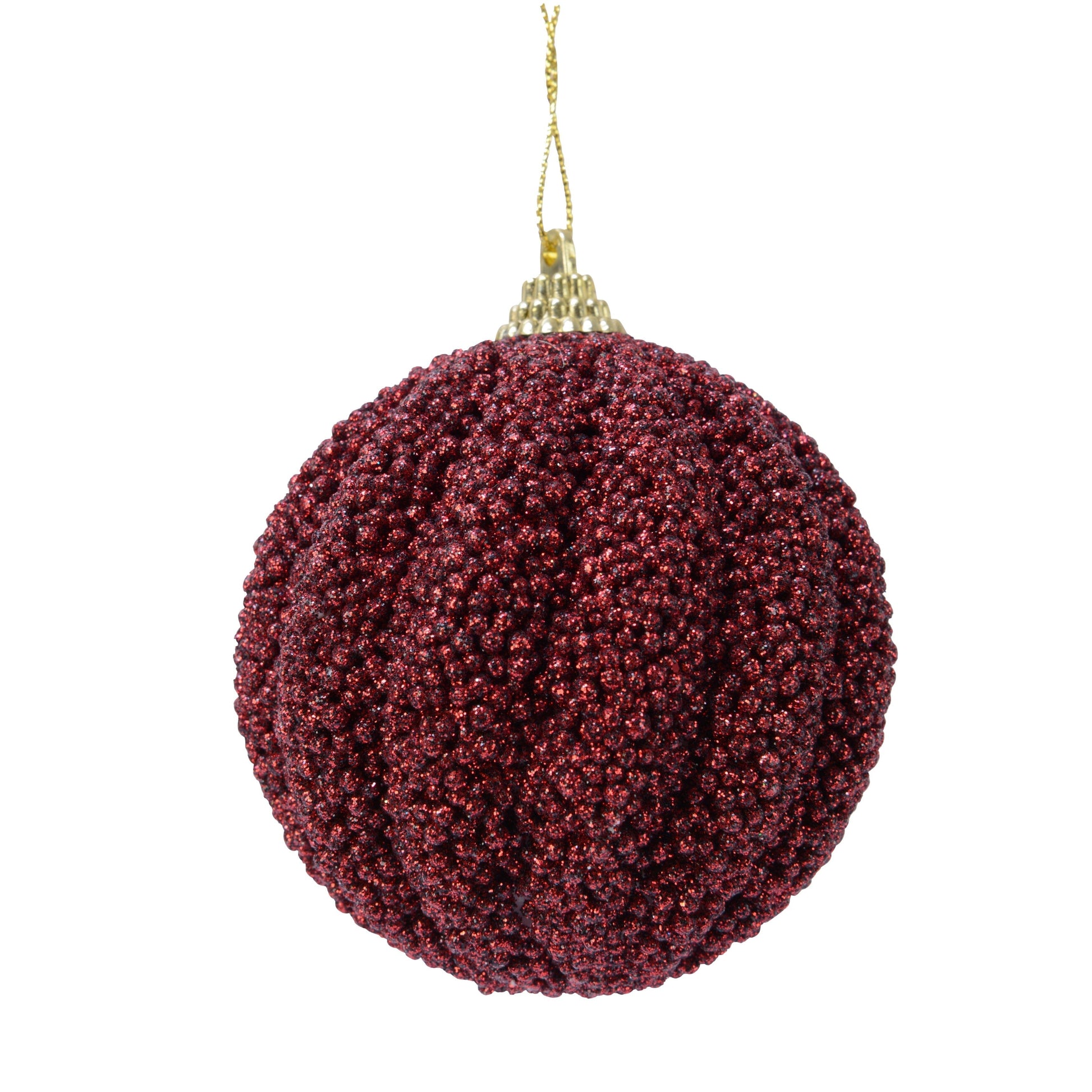 Valen Shatterproof 8cm Bauble - Burgundy Red Flocked - Laura James 