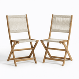 Cove White Acacia Garden Chair - Set of 2 - Beige Rope - Laura James