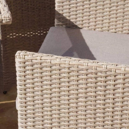 Cube 8 Seater Rattan Outdoor Dining Set with Cream Parasol - Natural Brown Weave Polywood Top