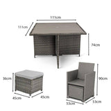 Cube 8 Seater Rattan Outdoor Dining Set - Grey Weave Polywood Top