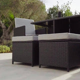 8 Seater Rattan Cube Outdoor Dining Set with Parasol - Black Weave