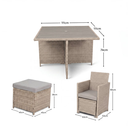 Cube 8 Seater Rattan Garden Dining Set - Light Grey with Polywood Top - Laura James 