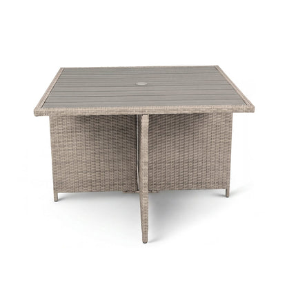 Cube 8 Seater Rattan Dining Table - Light Grey - Laura James 