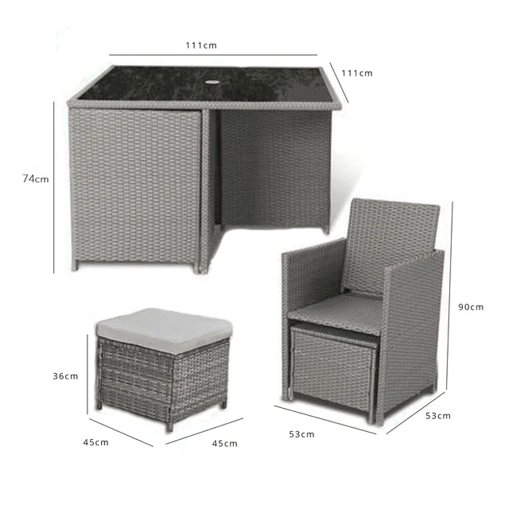 8 Seater Rattan Cube Outdoor Dining Set - Black Weave