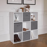 9 Cube Storage Unit & 4 Grey Handled Box Drawers - Laura James