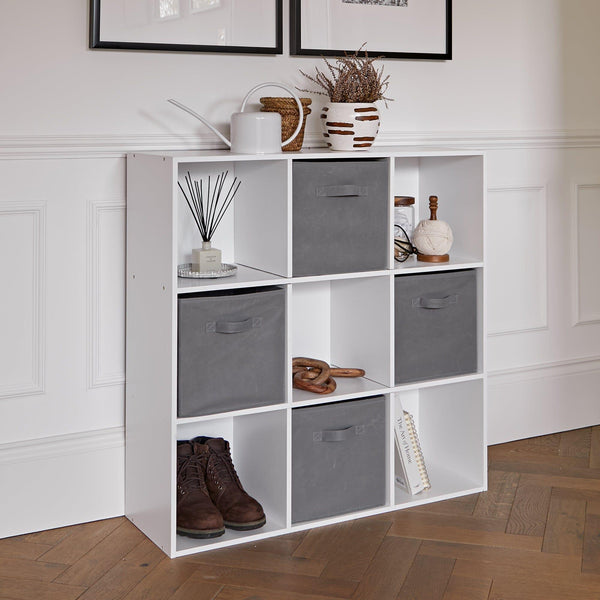 9 Cube Storage Unit & 4 Grey Handled Box Drawers – Laura James