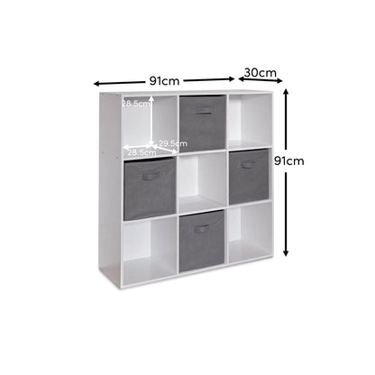Cara 9 Cube Storage Unit & 4 Grey Handled Box Drawers - Laura James