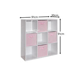 Cara 9 Cube Storage Unit - Bookcase & 4 Pink Handled Box Drawers - Laura James