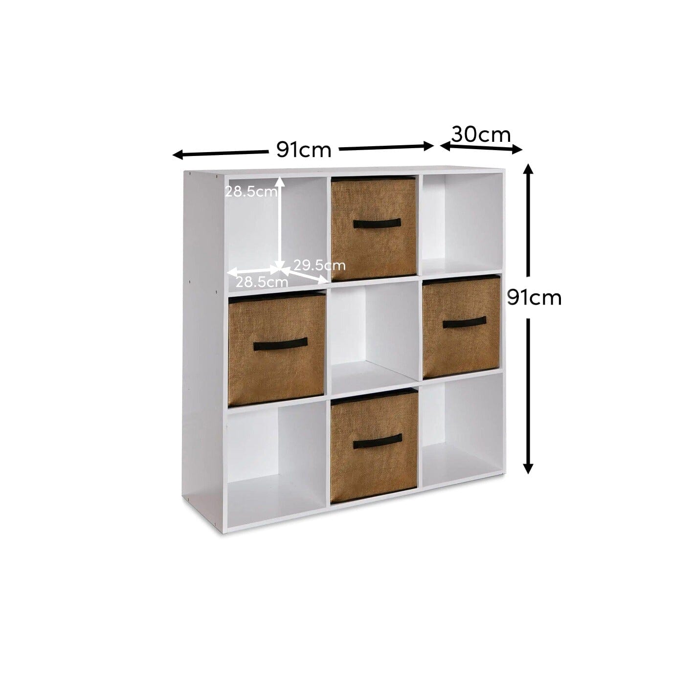 Cara 9 Cube Storage Unit & 4 Jute Handled Box Drawers - Laura James
