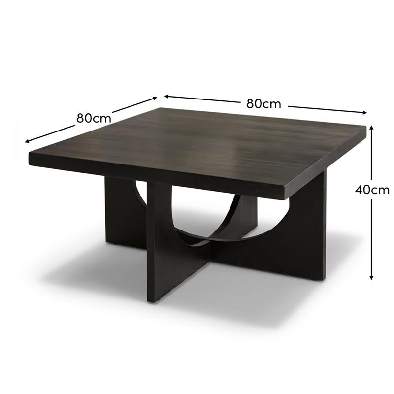 Ethan Mango Wood Square Coffee Table - Jet Black - Laura James 