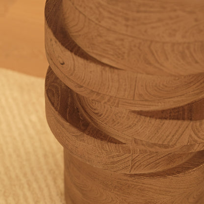 Adam 45cm Almond Brown Round Side Table - Laura James 