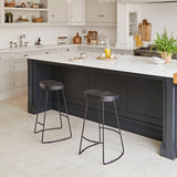 Aiden Black Mango Wood Backless Bar Stool - Set of 2