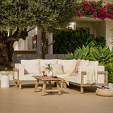 Akira Wooden Corner Sofa Set with Shiro Coffee Table - Laura James 