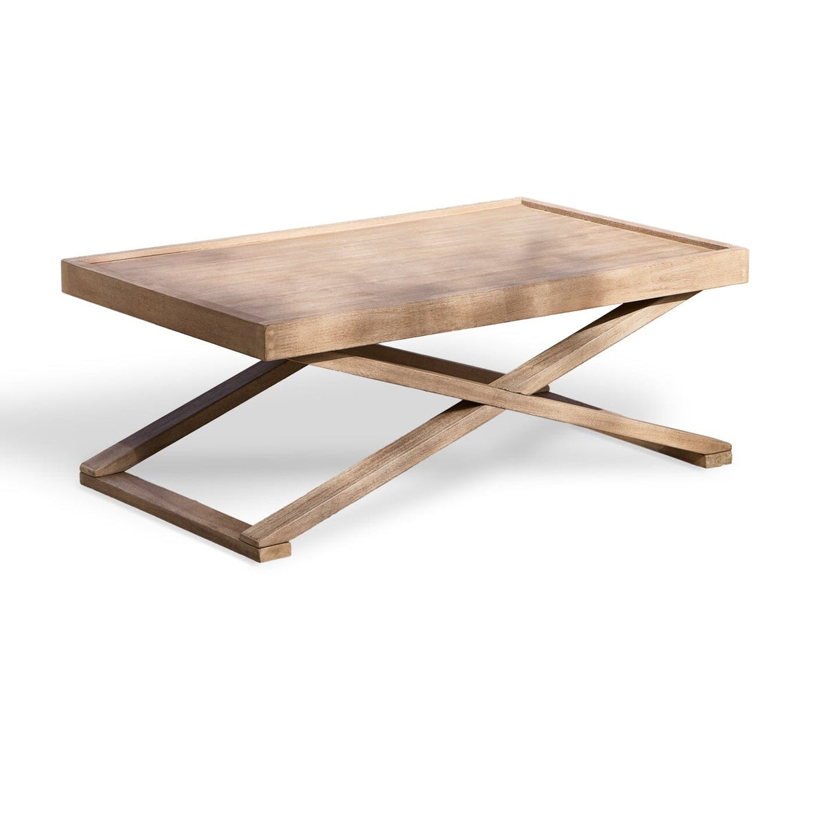 Akira Wooden Rectangular Garden Coffee Table - Brushed Light Acacia ...
