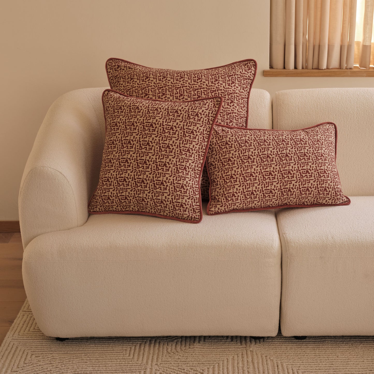 Aldeburgh 57x57cm Cushion Cover - Russet Red Abstract - Laura James 