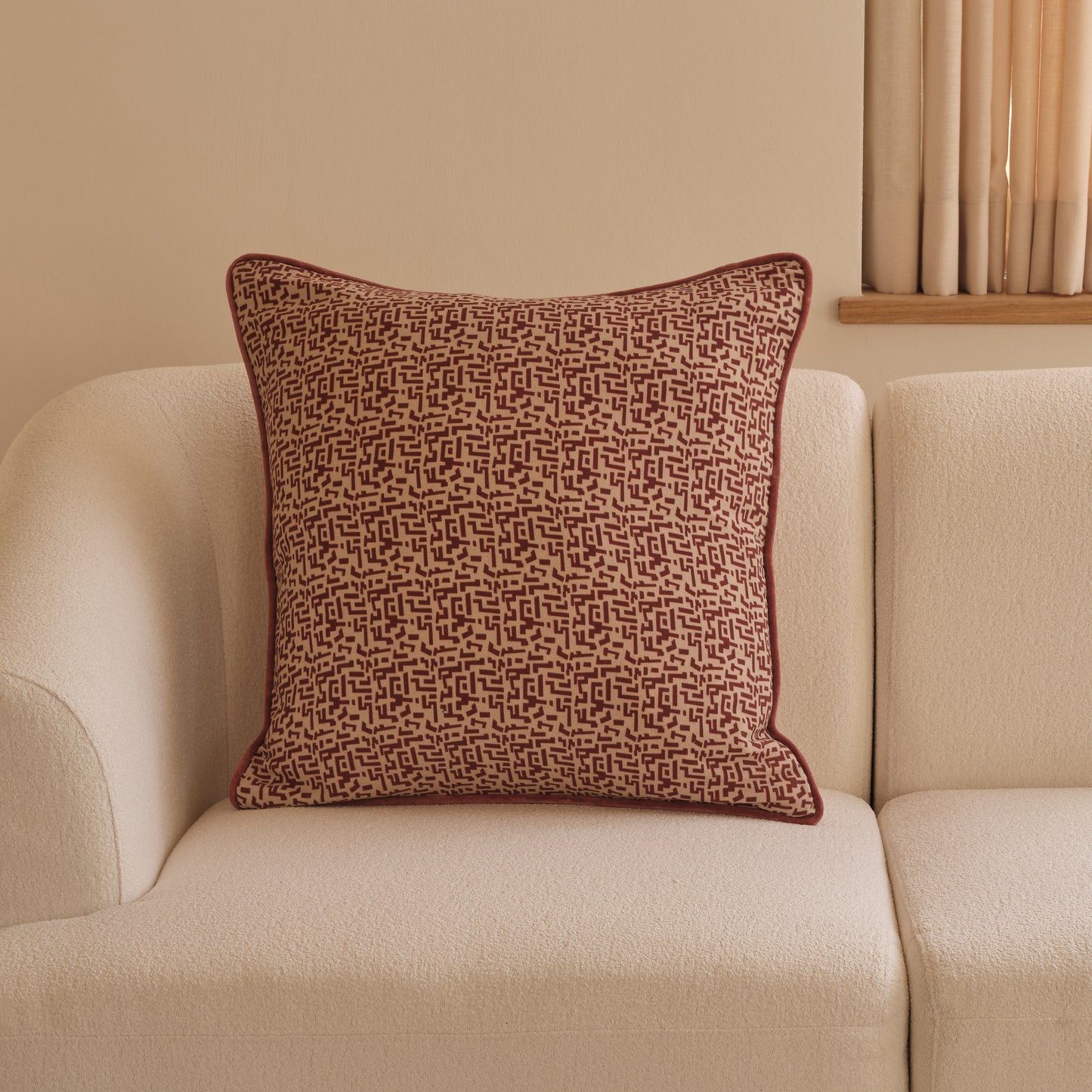 Aldeburgh 57x57cm Cushion Cover - Russet Red Abstract - Laura James 