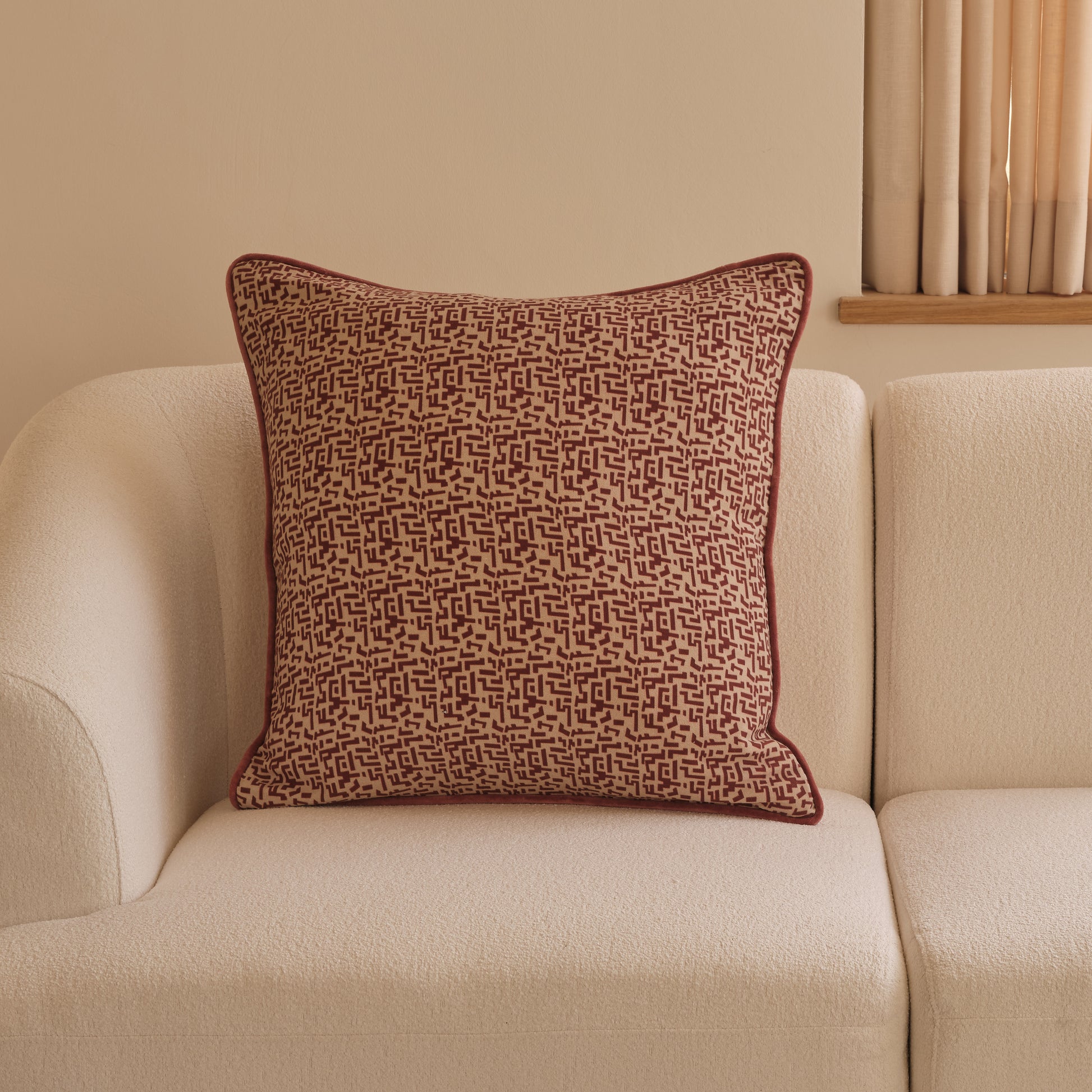 Aldeburgh 57x57cm Cushion Cover - Russet Red Abstract - Laura James 
