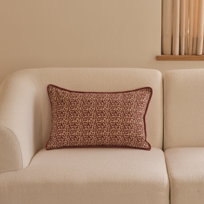 Aldeburgh 35x55cm Cushion Cover - Russet Red Abstract - Laura James 
