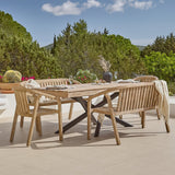 Amelia Wooden Rectangular Dining Table Set with 2 x Shiro 130cm Bench with 2 x Shiro Dining Chairs