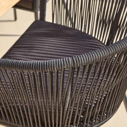 Amelia 8 Seater White Acacia Wood Black Legs Garden Dining Set - Hali Black Chairs