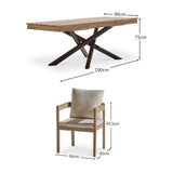 Amelia 6 Seater Wooden Garden Dining Set with 6 Imani Chairs - Light Brushed Acacia with Black Legs - Laura James 