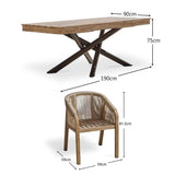 Amelia Wooden 6 Seater Rectangular Dining Table Set with Nala Wooden Dining Chairs with Cushions - Laura James 