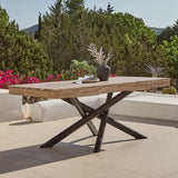 Amelia Outdoor Dining Table  White Acacia Wood with Black Metal Legs - Laura James 