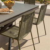Amelia 6 Seater Dove Grey Concrete Garden Dining Set with Ryder Khaki Chairs - Laura James