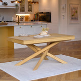 Amelia Pale Oak Wood Dining Table - Non Extendable - Pale Oak Legs - Laura James 